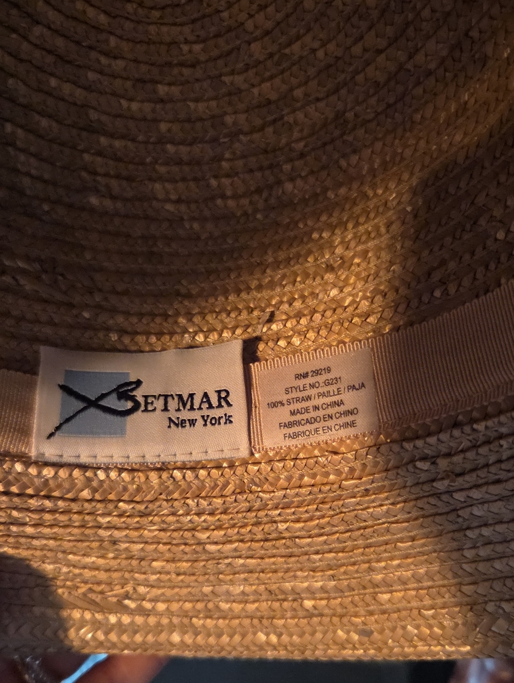 Betmar Natural Straw Rolled Brim Hat with Rosette - Picture 2 of 4